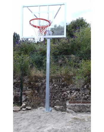 JGO CANASTAS GALVANIZADAS MINIBASKET MONOTUBO NEW TUBO 114 MM FIJAS CON BASE ANCLAJE-SIN TABLERO,ARO