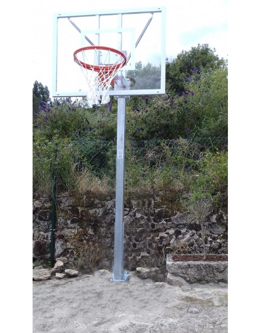 JGO CANASTAS GALVANIZADAS MINIBASKET MONOTUBO NEW TUBO 114 MM FIJAS CON BASE ANCLAJE-SIN TABLERO,ARO