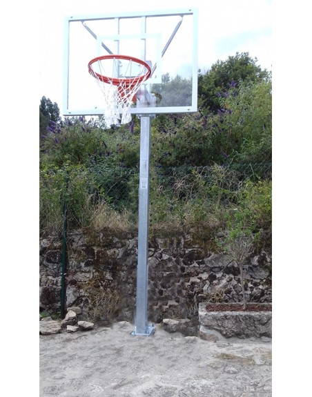 JGO CANASTAS GALVANIZADAS MINIBASKET MONOTUBO NEW TUBO 114 MM FIJAS CON BASE ANCLAJE-SIN TABLERO,ARO