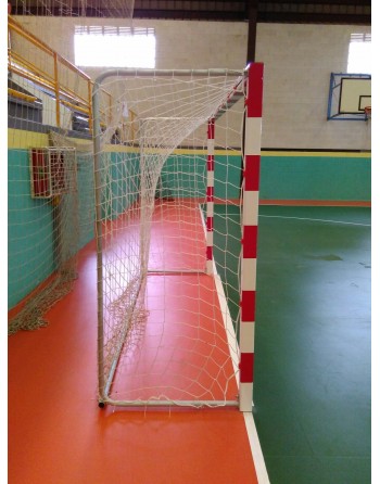 JUEGO PORTERÍAS ALUMINIO BALONMANO-FÚTBOL SALA 80X80 TRASLADABLES CON BASE TUBO REDONDO