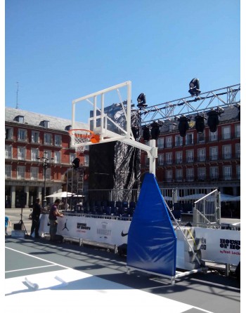 JUEGO DE 2 CANASTAS BALONCESTO DELUXE MONOTUBO TUBO 100 TRASLADABLE 2 RUEDAS CON CARRO  -SIN TABLERO, ARO