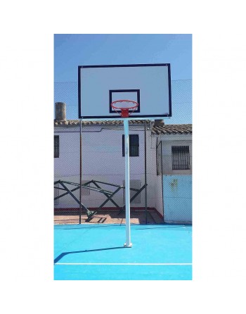 JUEGO DE 2 CANASTAS BALONCESTO MONOTUBO NEW TUBO 114 MM FIJAS  -SIN TABLERO, ARO- CON BASE DE ANCLAJE