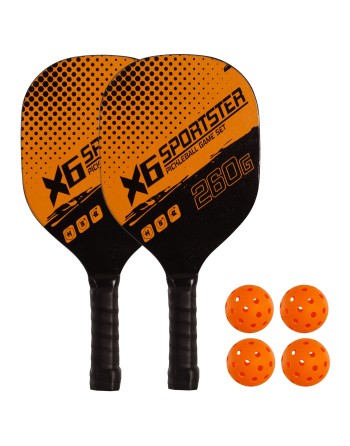 SET DE 2 PALAS PICKLEBALL MADERA CON 4 PELOTAS