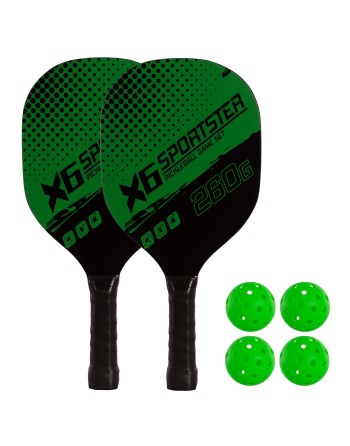 SET DE 2 PALAS PICKLEBALL MADERA CON 4 PELOTAS