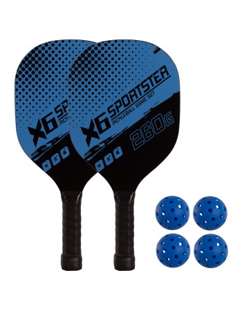 SET DE 2 PALAS PICKLEBALL MADERA CON 4 PELOTAS