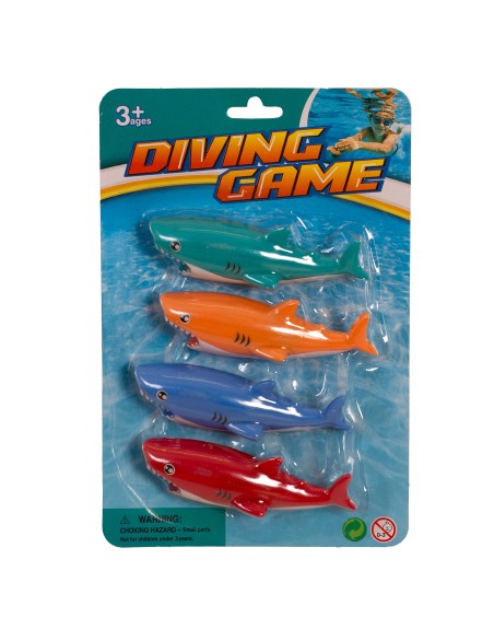 JUEGO DE 4 TIBURONES COLORES