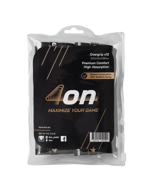 BLISTER OVERGRIP NEGRO 4ON PREMIUM COMFORT - 12 PIEZAS