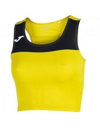 T-SHIRT RACE WOMAN YELLOW-BLACK SLEEVELESS