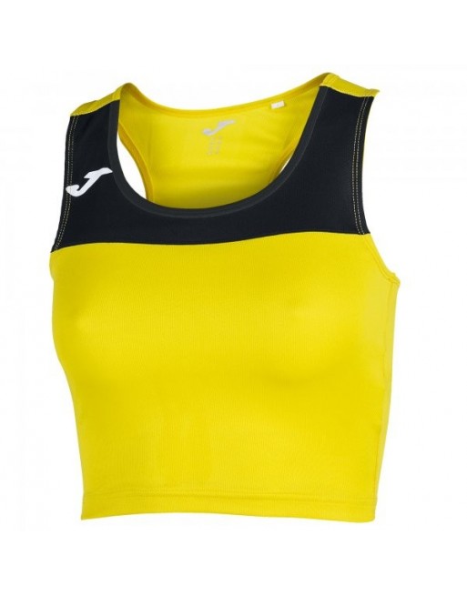 T-SHIRT RACE WOMAN YELLOW-BLACK SLEEVELESS